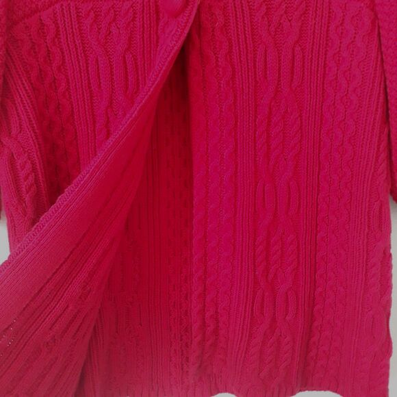 Style & Co Cable Knit Red Sweater Womens Medium Short Sleeve 1/4 Three Button - Picture 5 of 11
